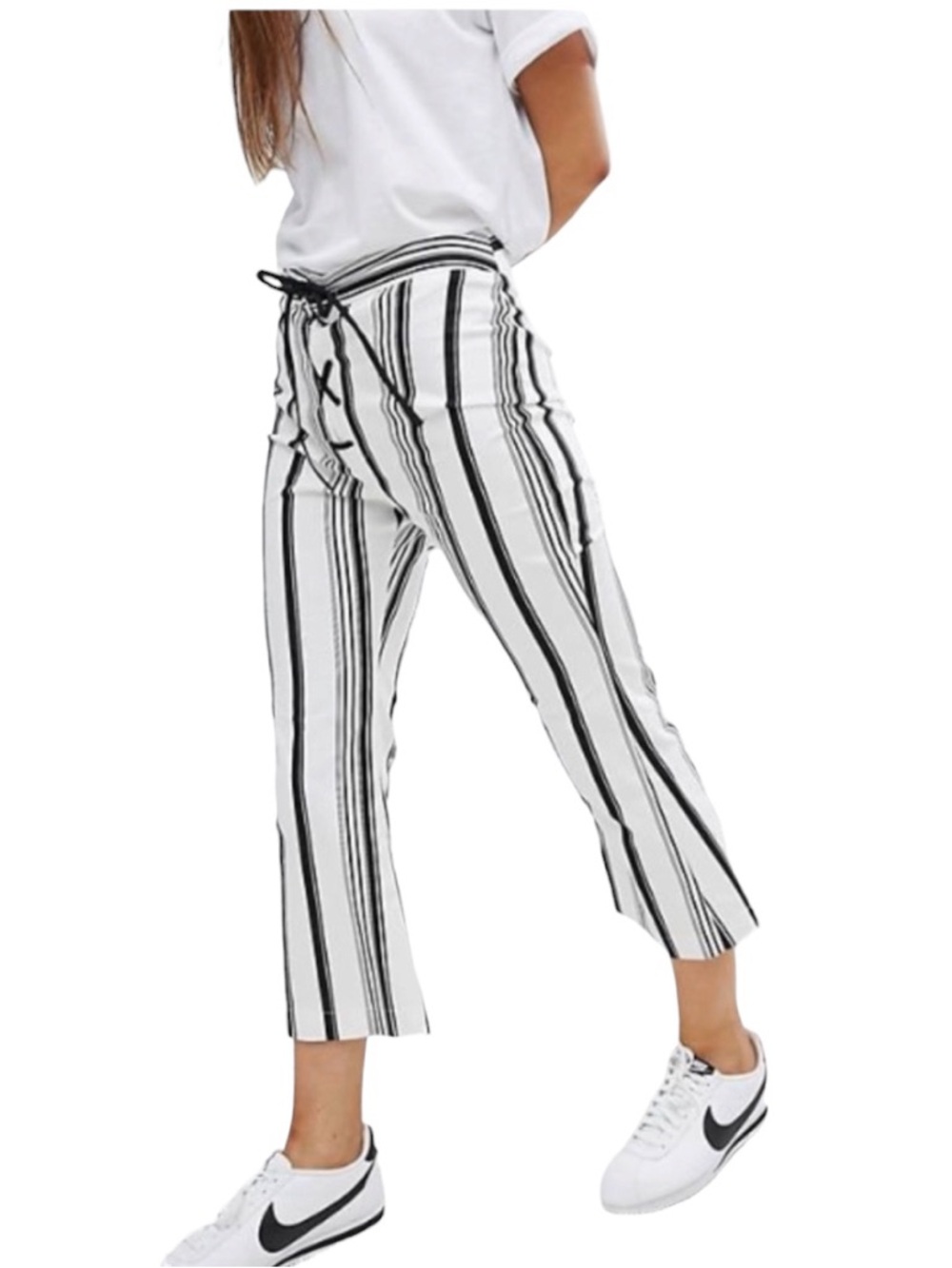 ASOS | NWT Black White Stripe Flare Cropped Pants Nautical Sailorcore